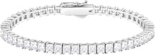 925 Silber Zirkonia Tennisarmband Prinzessschliff weißgold beschichtet