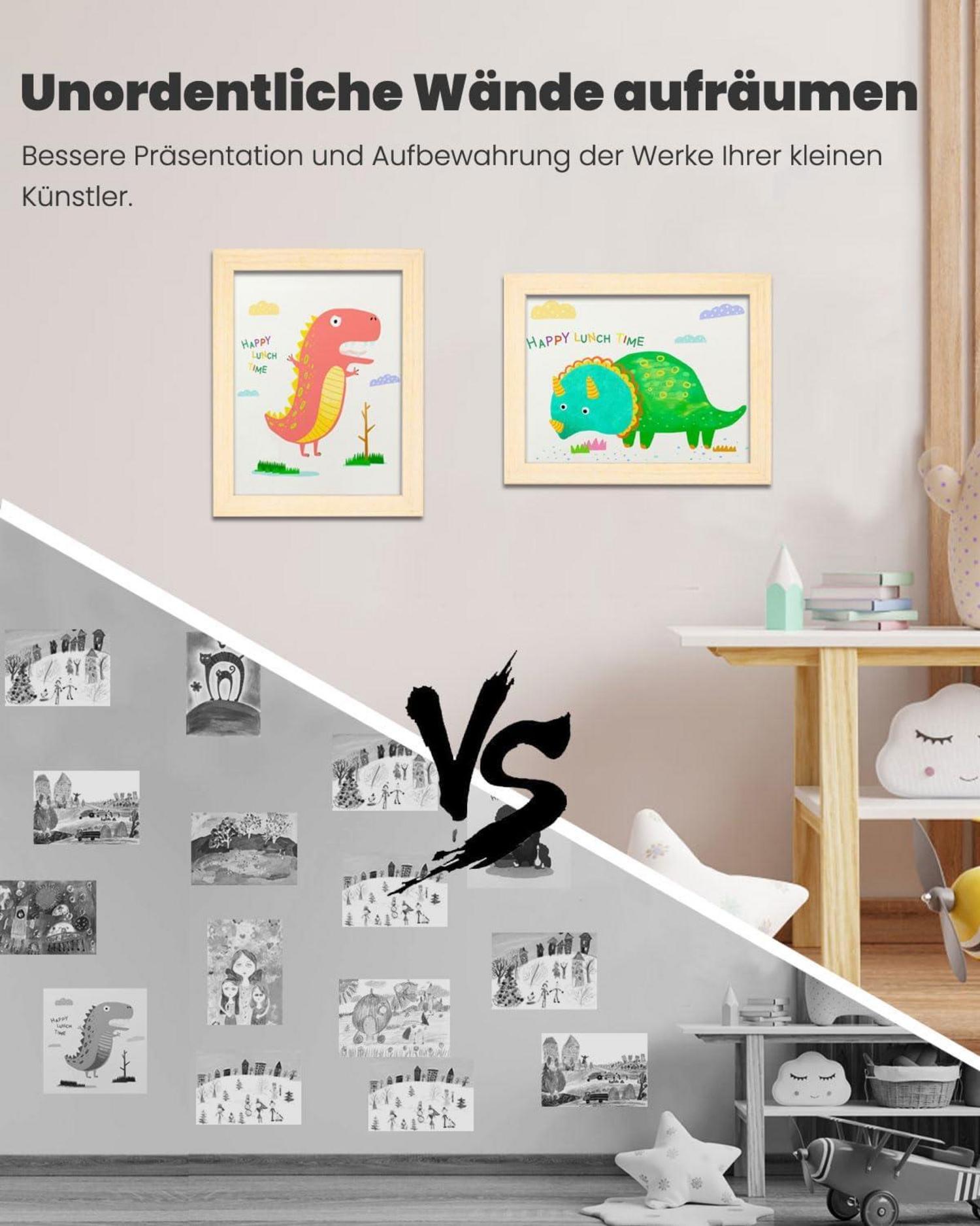 Kinder Bilderrahmen A4 Acryl Holz MDF magnetisch Pinnwand