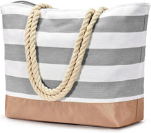 Große Strandtasche mit Reißverschluss und Nassfach, wasserdicht