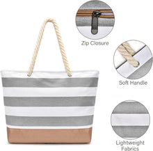 Große Strandtasche mit Streifenmuster - Wasserdicht und