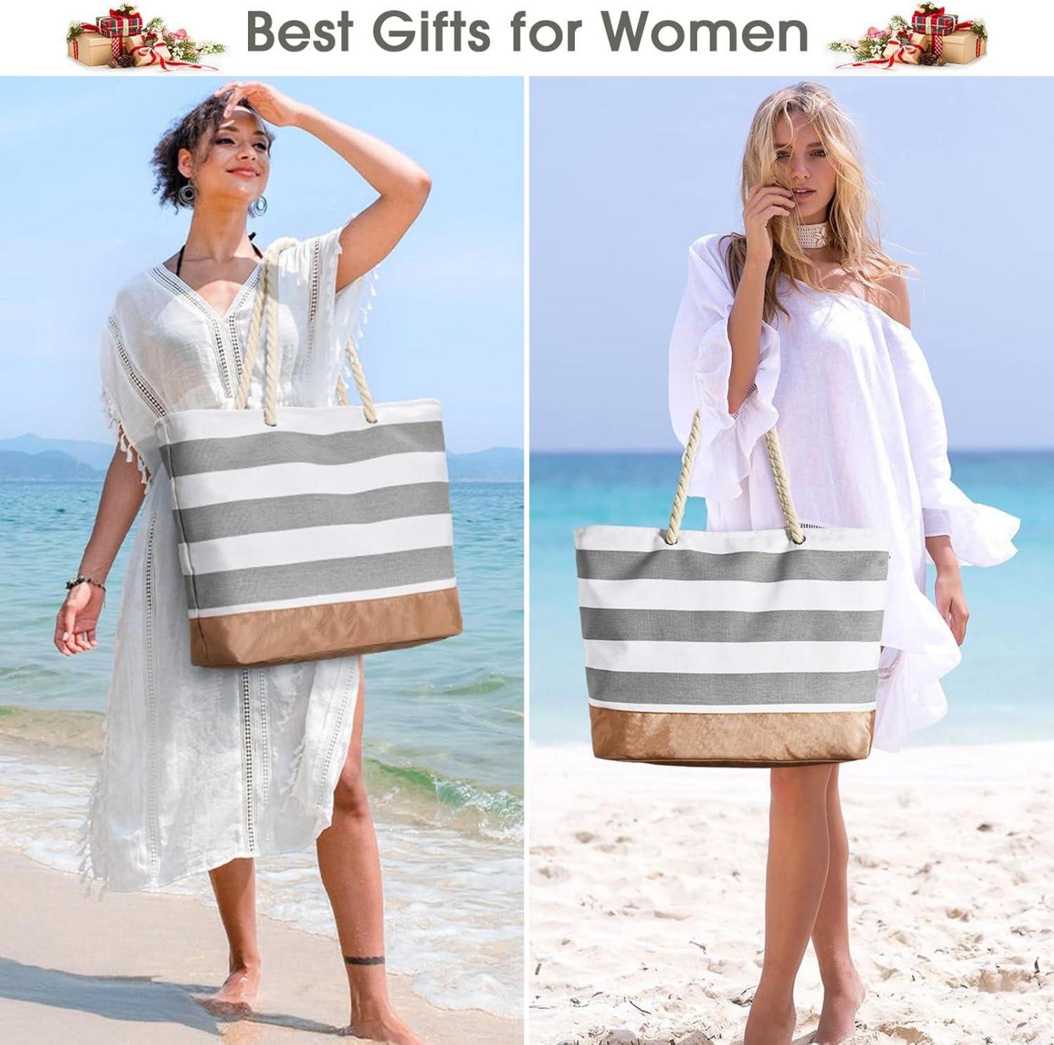 Große Strandtasche mit Reißverschluss Wasserdicht Damen Handtasche