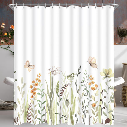 Duschvorhang Schmetterling Blumen 180x200cm Wasserabweisend