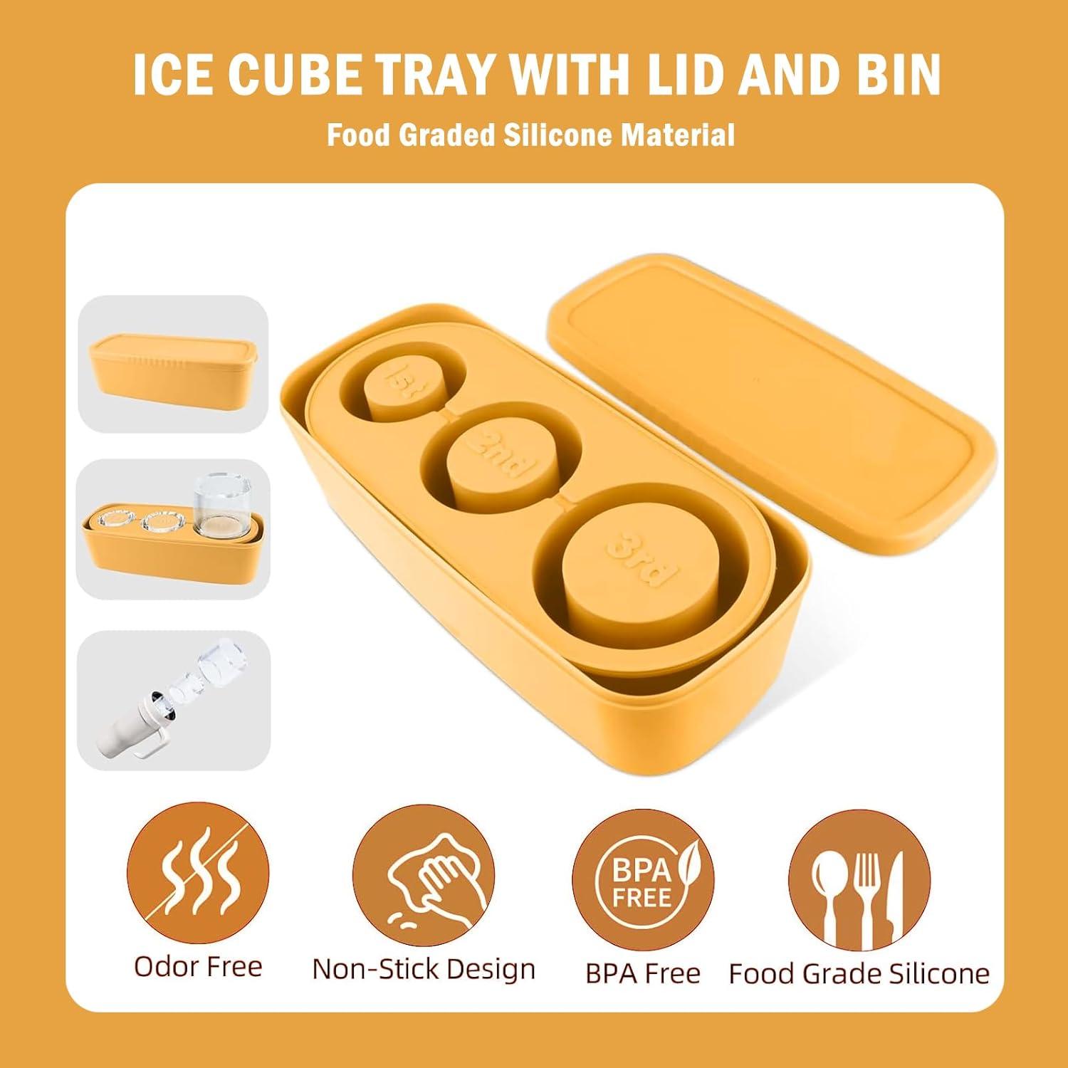 Eiswürfelform für Tumbler Cup Cocktails Whisky Gelb 3-fach Silicone Tray