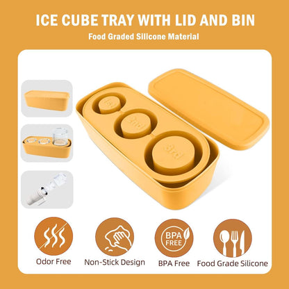 Eiswürfelform für Tumbler Cup Cocktails Whisky Gelb 3-fach Silicone Tray