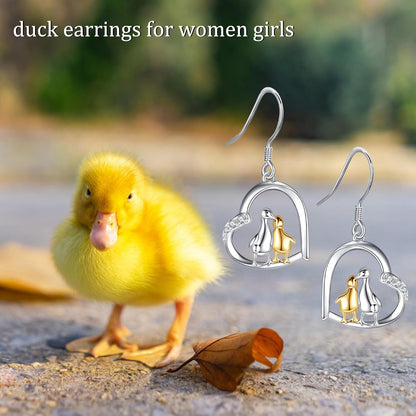 Ente Dinosaurier Herz Ohrringe Sterling Silber Mutter Kind Bauernhof Schmuck