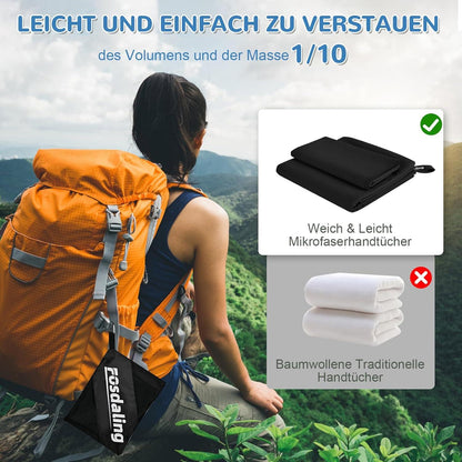 Mikrofaser Handtuch Set: Groß 160x80cm, 2 Klein 80x40cm, Schnelltrocknend