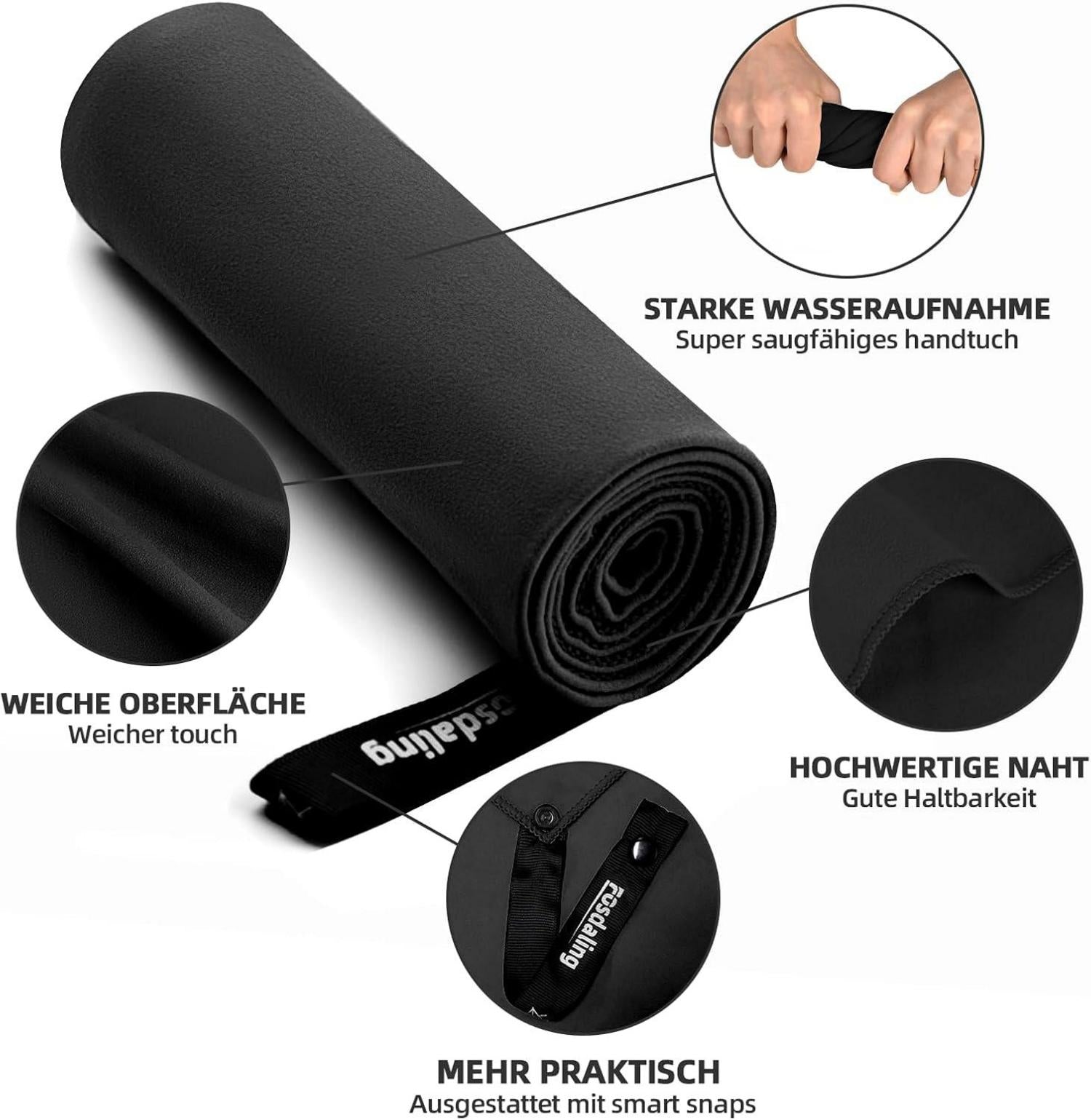 Mikrofaser Handtuch 3er Set Groß Klein Schnelltrocknend Fitness Sport