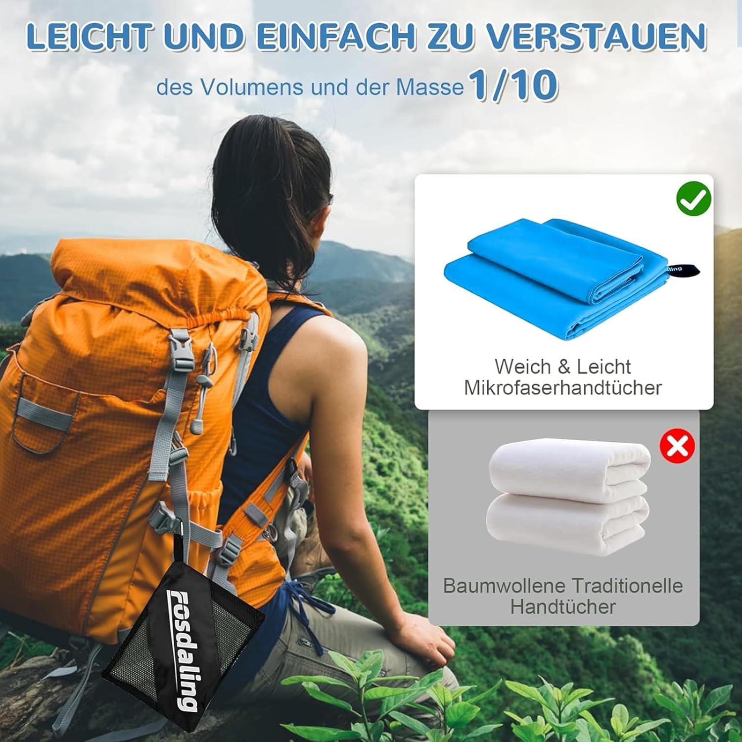 Mikrofaser Handtuch Set 3er Pack für Strand Fitness Bad