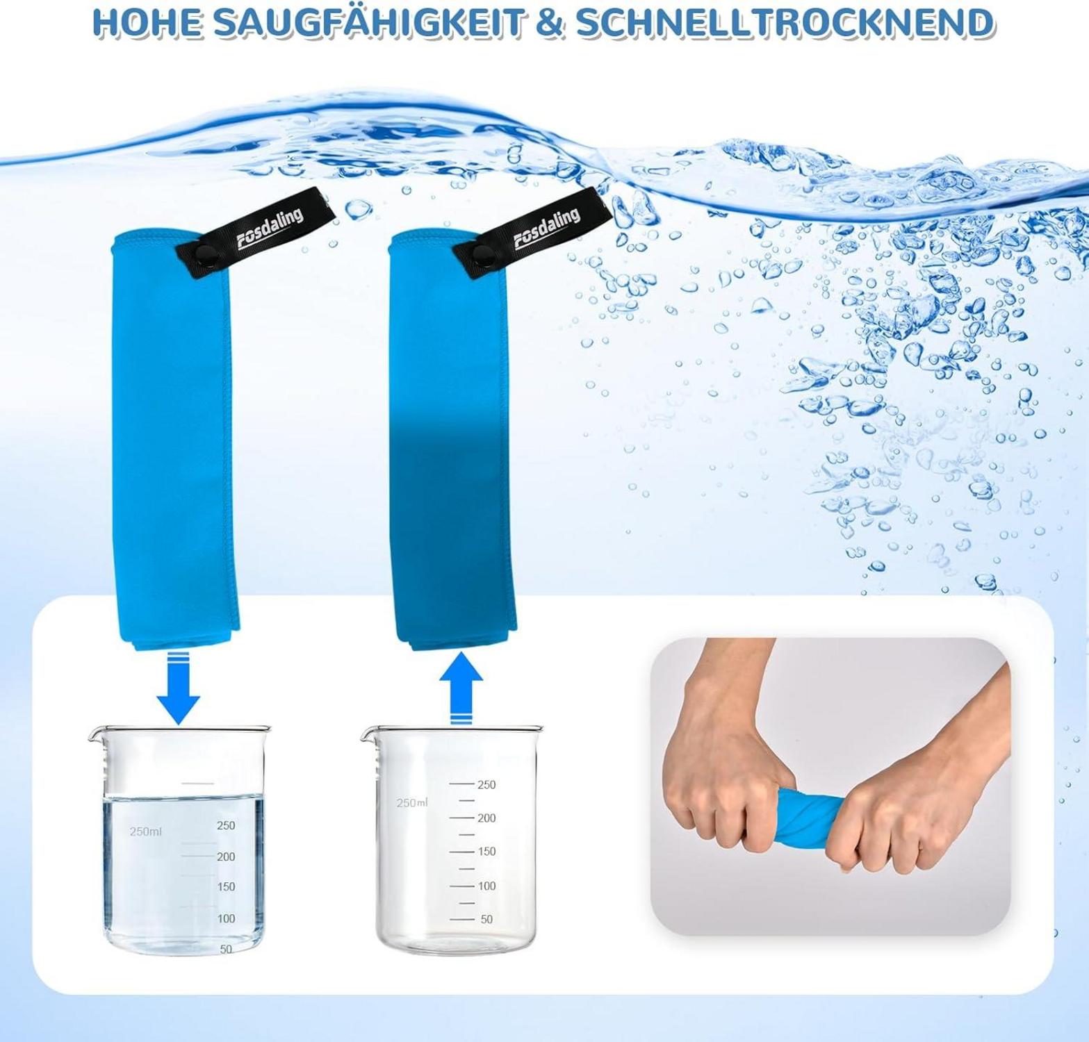 Mikrofaser Handtuch Set 3er Pack für Strand Fitness Bad