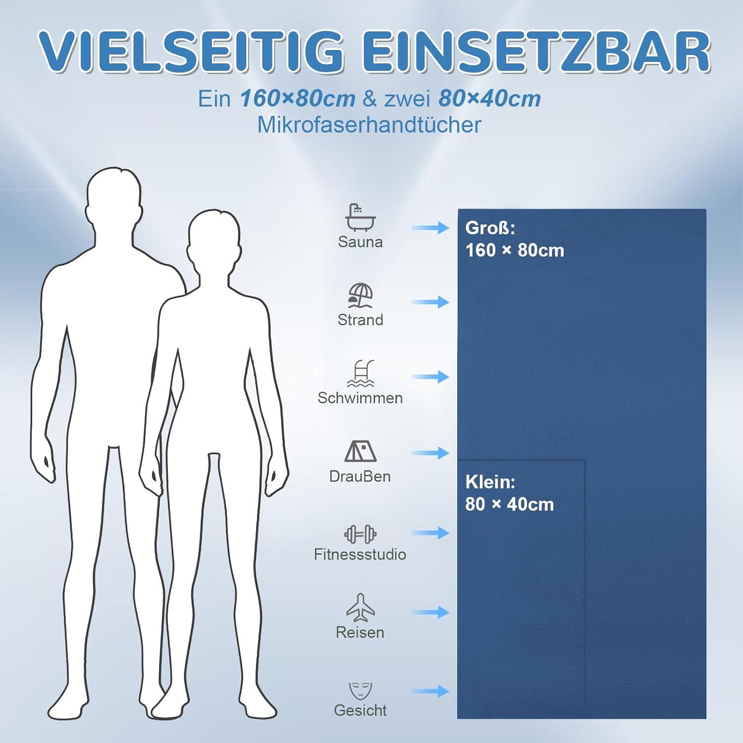 Fosdaling Mikrofaser Handtuch Set Schnelltrocknend & Antibakteriell