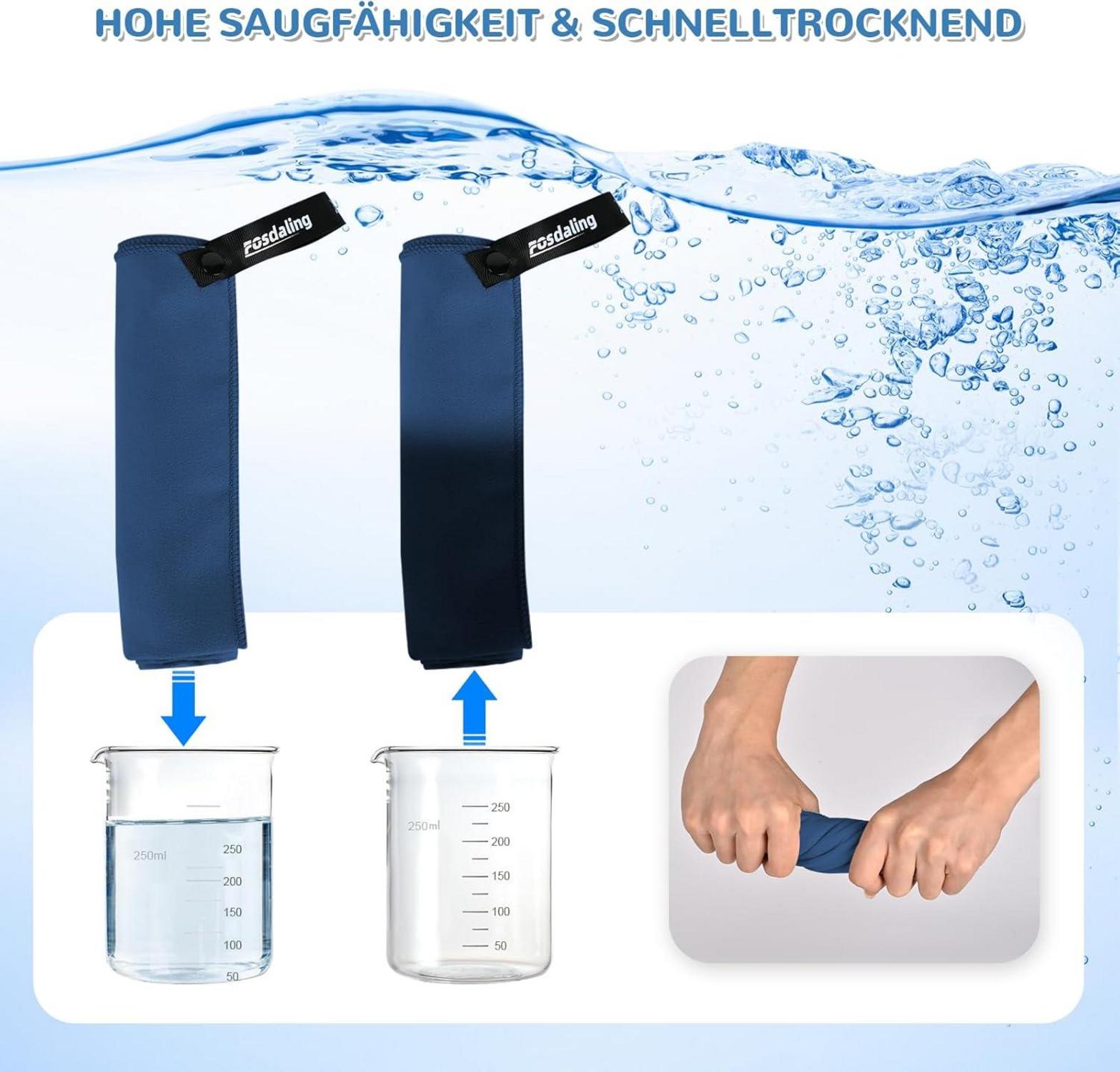 Schnelltrocknendes Mikrofaser Handtuch 3er Set für Fitness & Strand Bücher