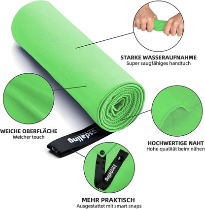 Mikrofaser Handtuch Set Groß und 2 Klein Schnelltrocknend für Fitness