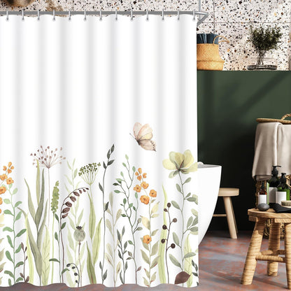 Duschvorhang 150x180cm Schmetterling Blumen Polyester wasserabweisend