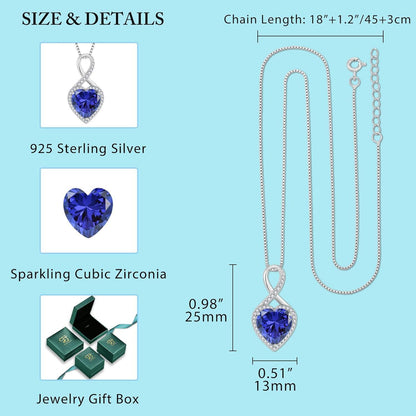 Halskette Unendlichkeit Herz mit Tansanit 925 Sterling Silber Damen