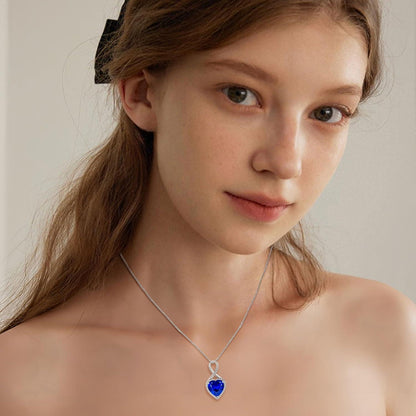 FJ Unendlichkeit Herz Kette Damen 925 Sterling Silber Geburtsstein