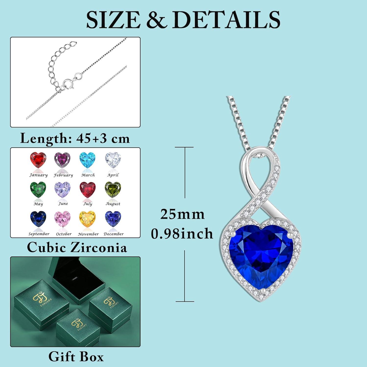 Unendlichkeitsherz Geburtsstein Kette 925 Silber Saphir Damen Mama