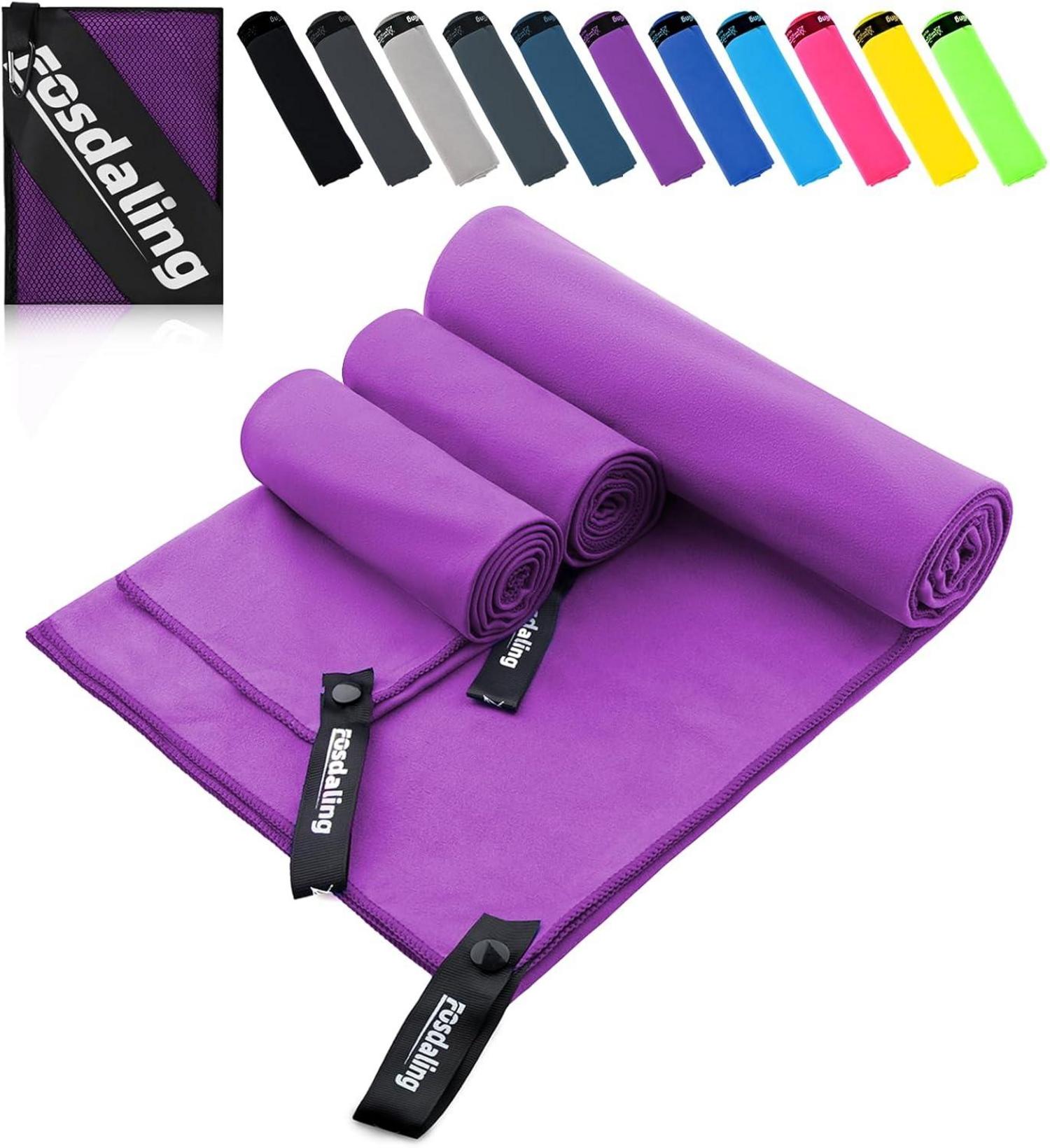 Schnelltrocknende Mikrofaser Handtücher 3er Set für Sport & Reise