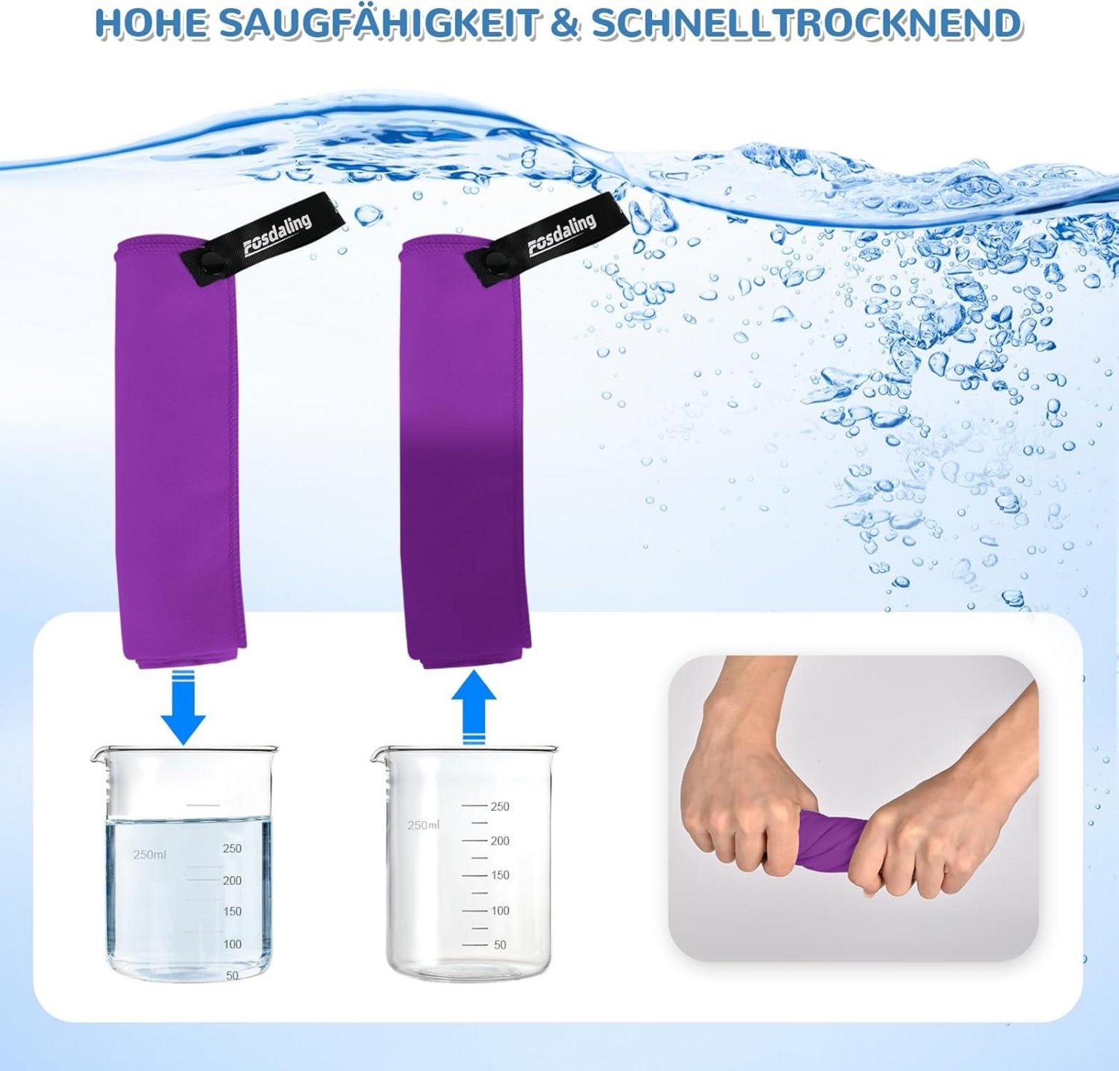 3er Set Mikrofaser Handtuch, Groß & Klein, Schnelltrocknend, Fitness & Sport