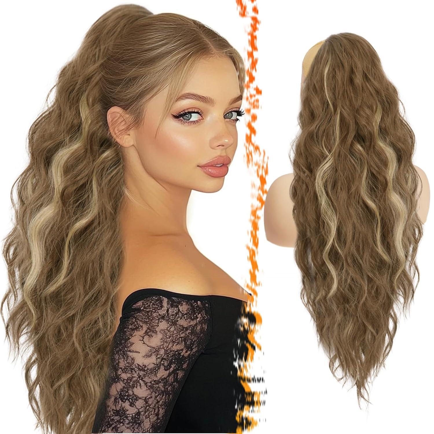 Lockige Ponytail Extension mit Kordelzug 66cm Haarverlängerung Wellige