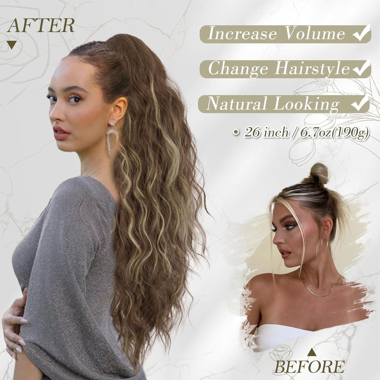 Lockige Ponytail Extension mit Kordelzug 66cm Haarverlängerung Wellige