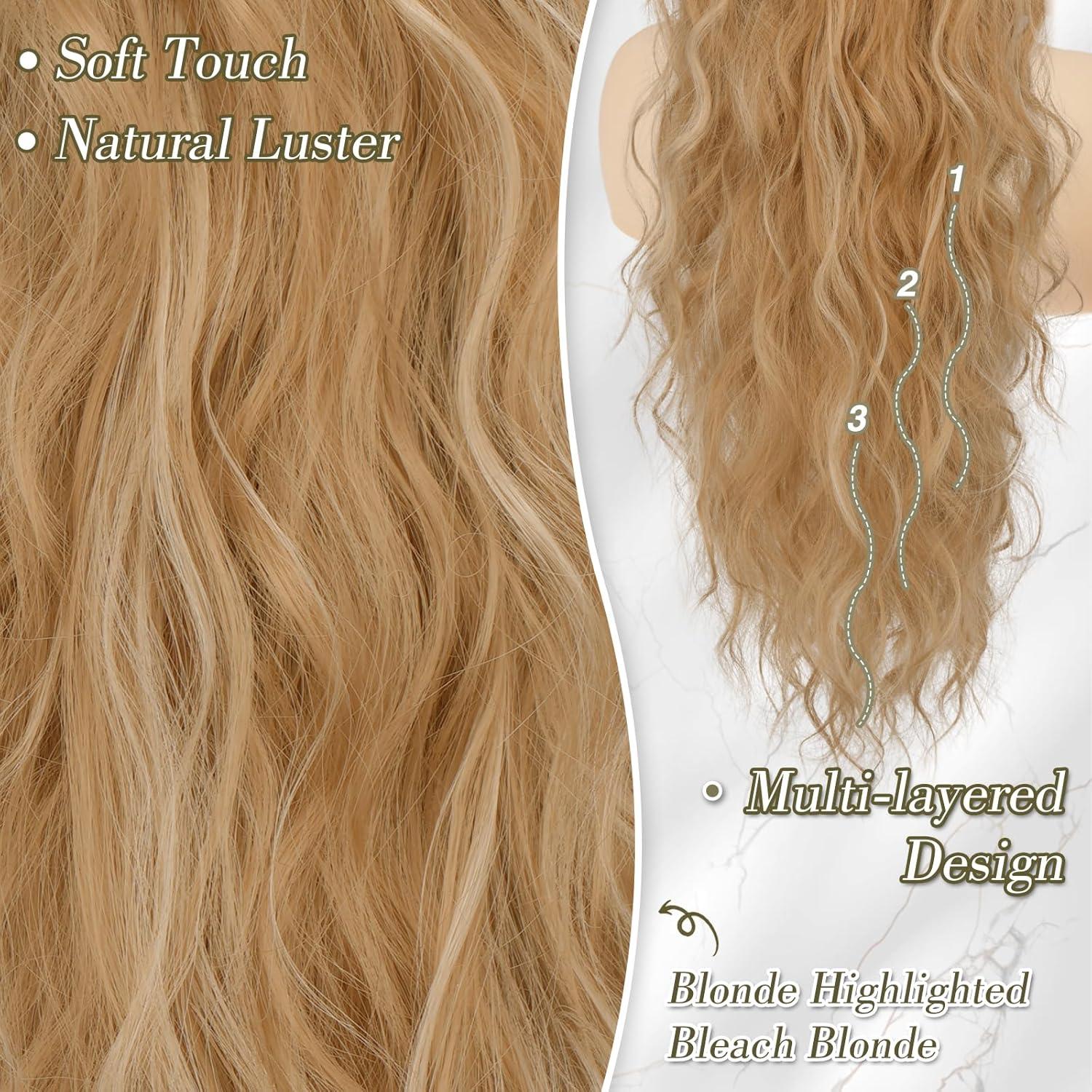 Lockiger Pferdeschwanz Haarteil mit Kordelzug 66cm Blond