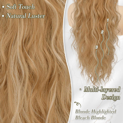 Lockiger Pferdeschwanz Haarteil mit Kordelzug 66cm Blond