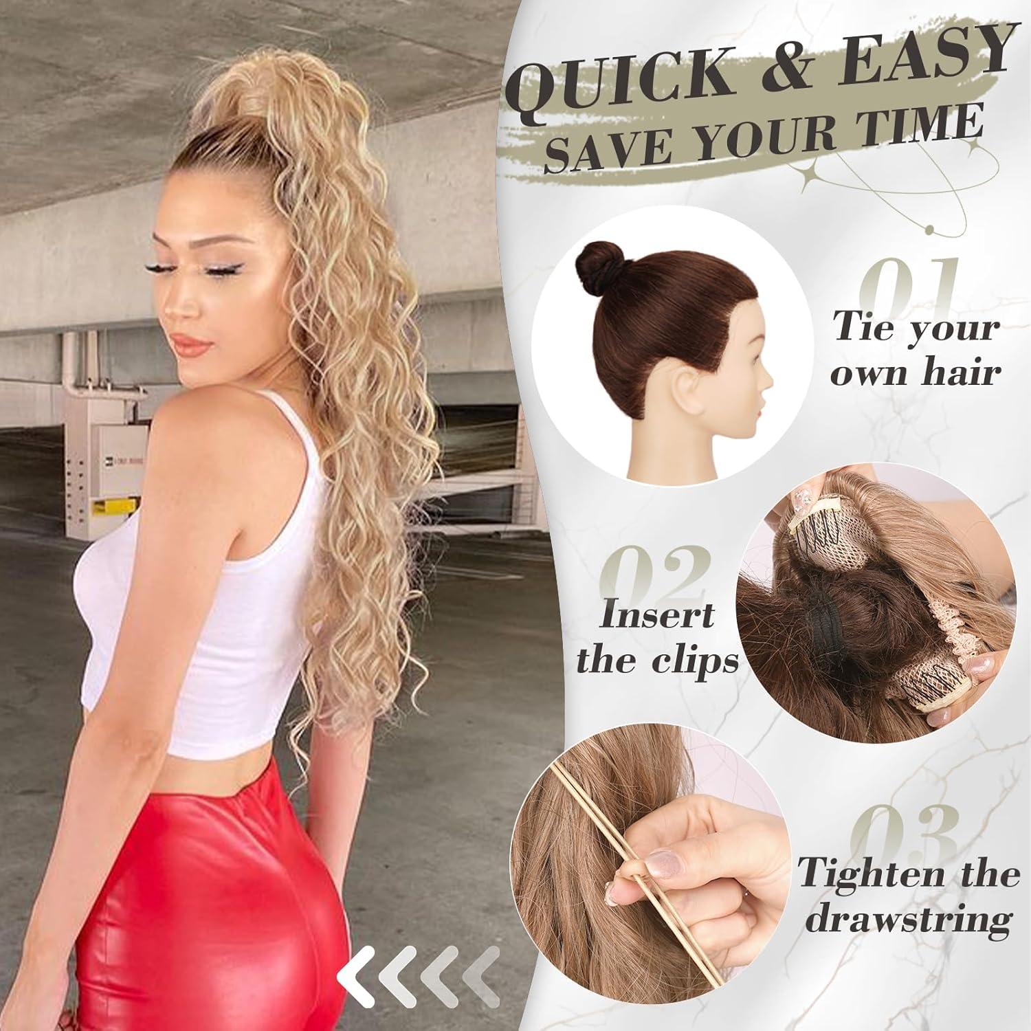 Blonder Locken Pferdeschwanz 66cm Haarteil Zopf Extension