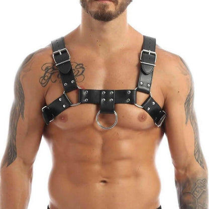 Herren Leder Punk Brustgeschirr Gothic Fetisch Bondage SM Party Kostüm