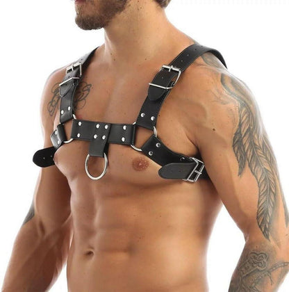 Herren Leder Punk Brustgeschirr Gothic Fetisch Bondage SM Party Kostüm