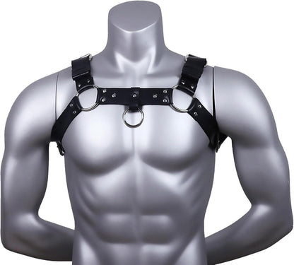 Herren Punk Leder Brust Harness Gothic Bondage Kostüm SM Sexy Fetisch