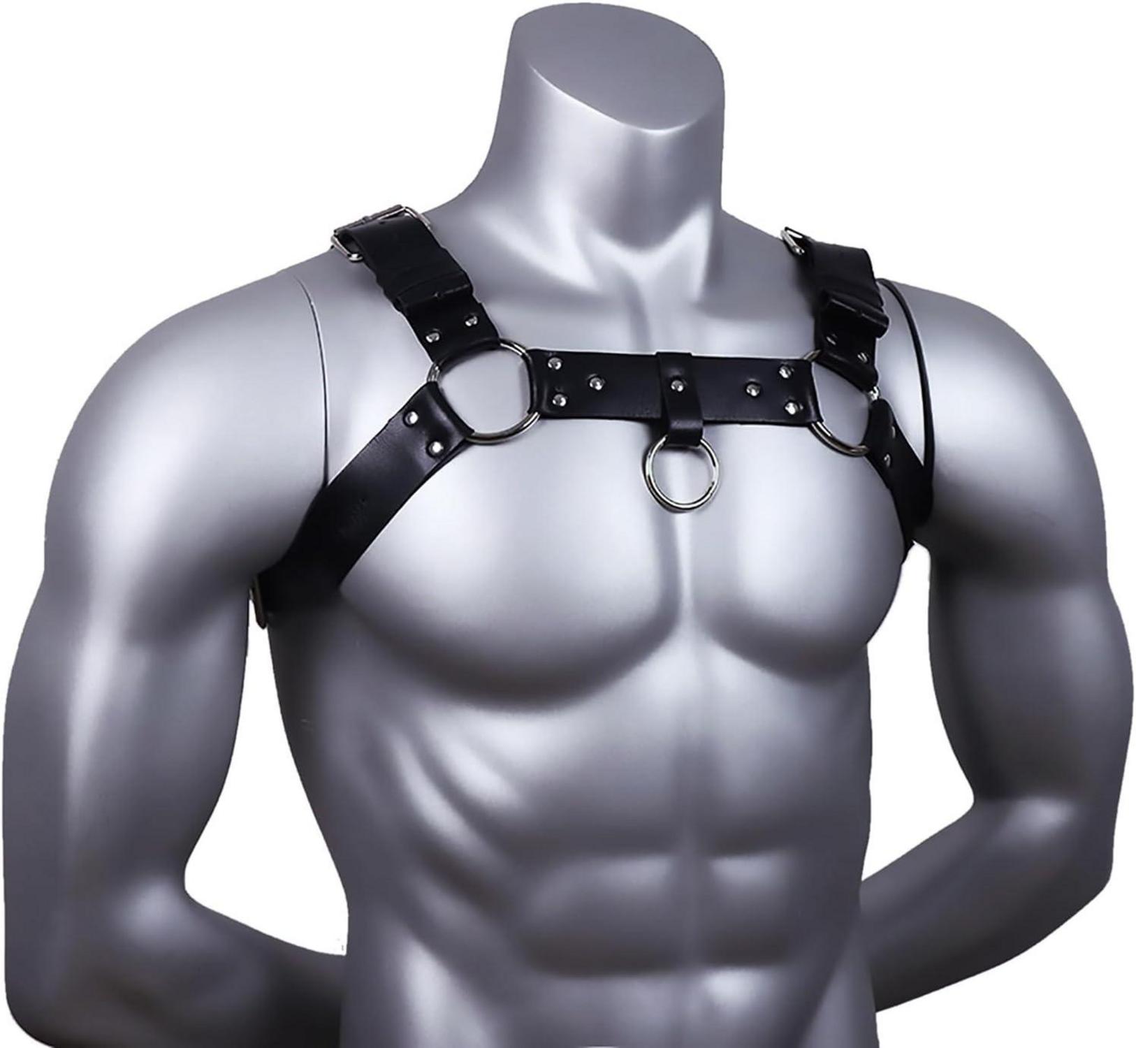 Herren Leder Brust Harness Punk Gothic Fetisch SM Bondage Sexy