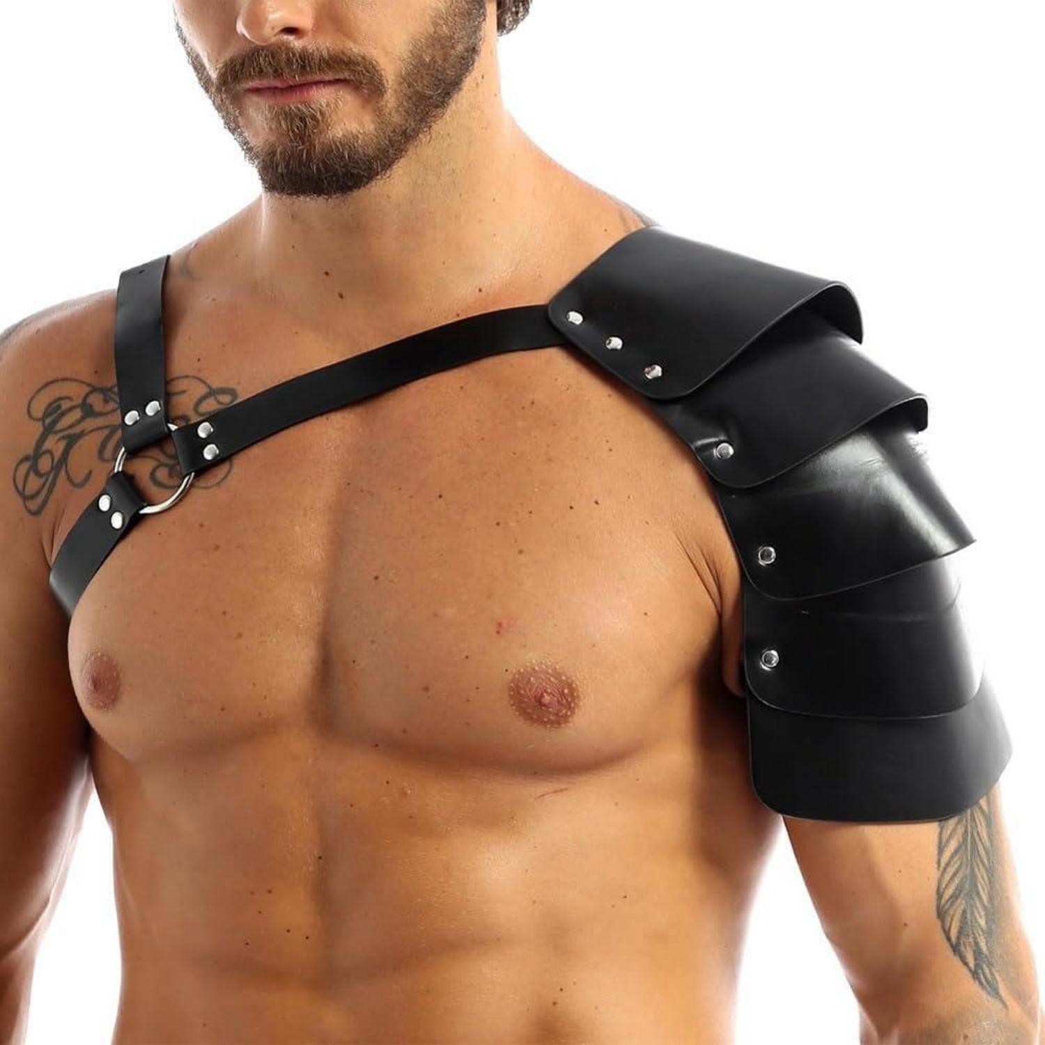Herren Leder Brust Harness Panzer Schultergurt BDSM Spiele