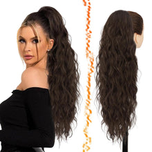 Lockige Pferdeschwanz Haarverlängerung Braun 66cm Kordelzug Synthetik