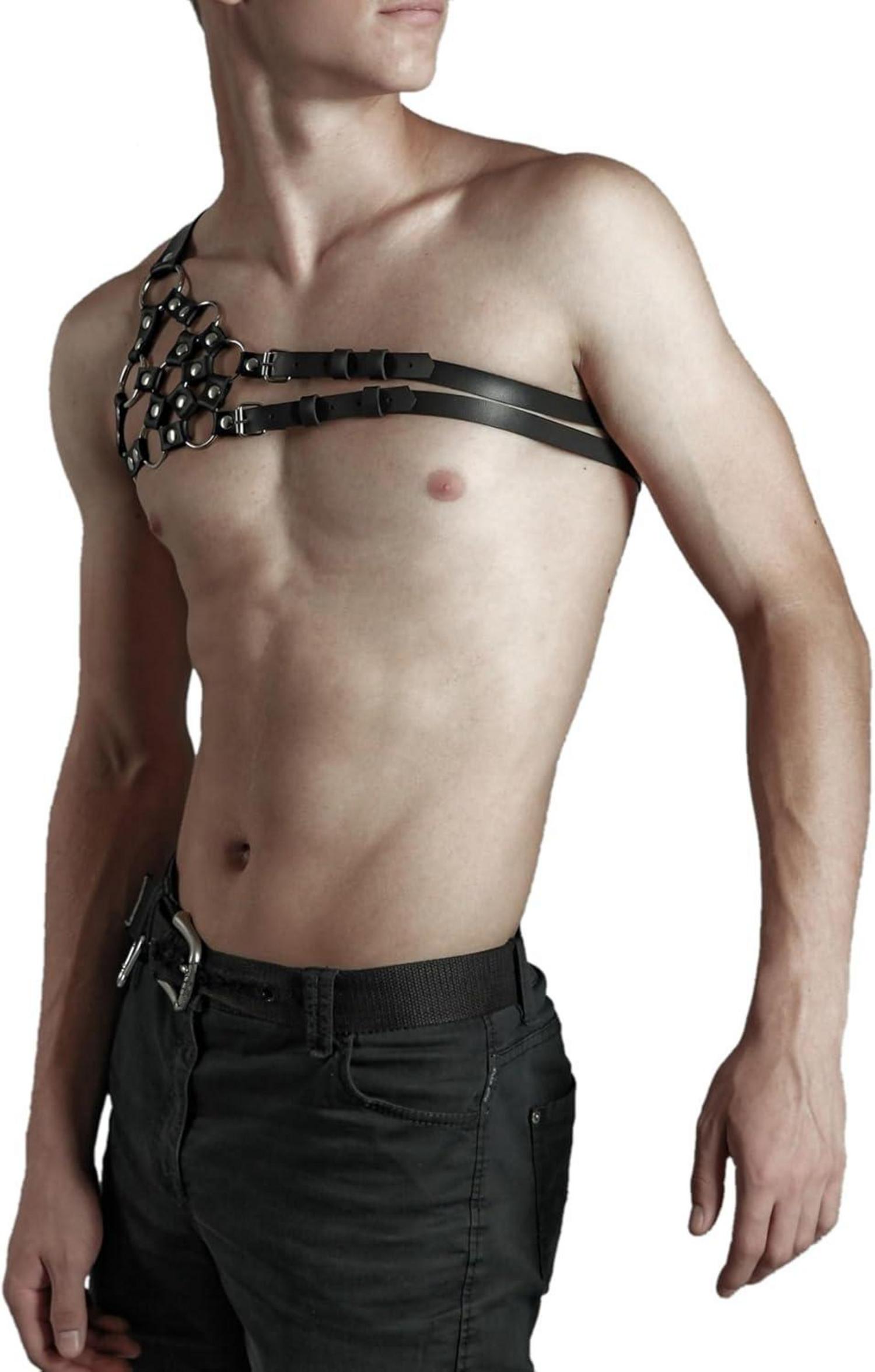 Herren Punk Body Brust Harness Leder Fetisch Gay Unterwäsche Erotik