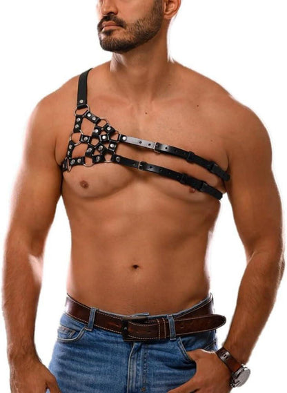 Herren Punk Body Brust Harness Leder Fetisch Gay Sexy Unterwäsche erotisch