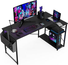 L-förmiger Gaming Schreibtisch 120x70 cm mit Ablagefächern Schwarz
