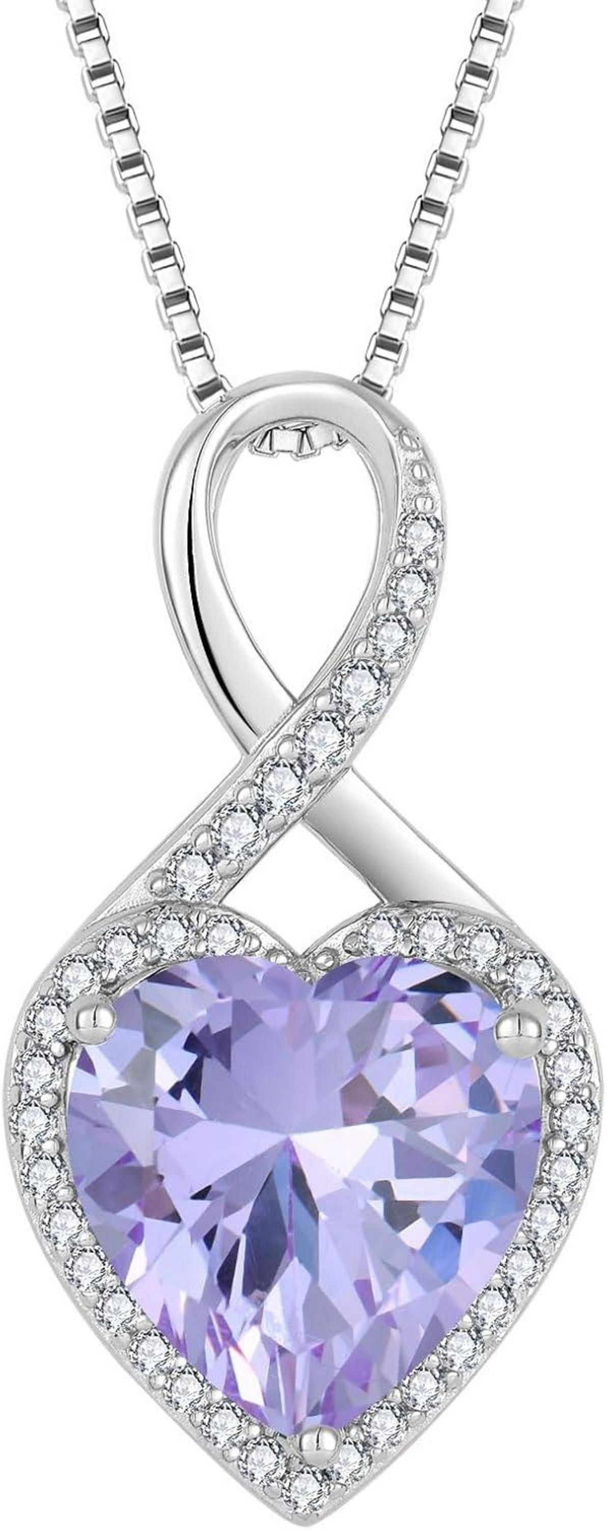 Unendlichkeit Herz Kette Damen 925 Silber Geburtsstein Alexandrit
