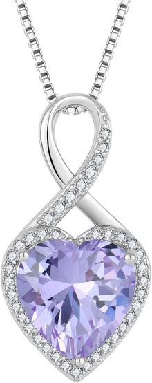 Unendlichkeit Herz Kette Damen 925 Silber Geburtsstein Alexandrit