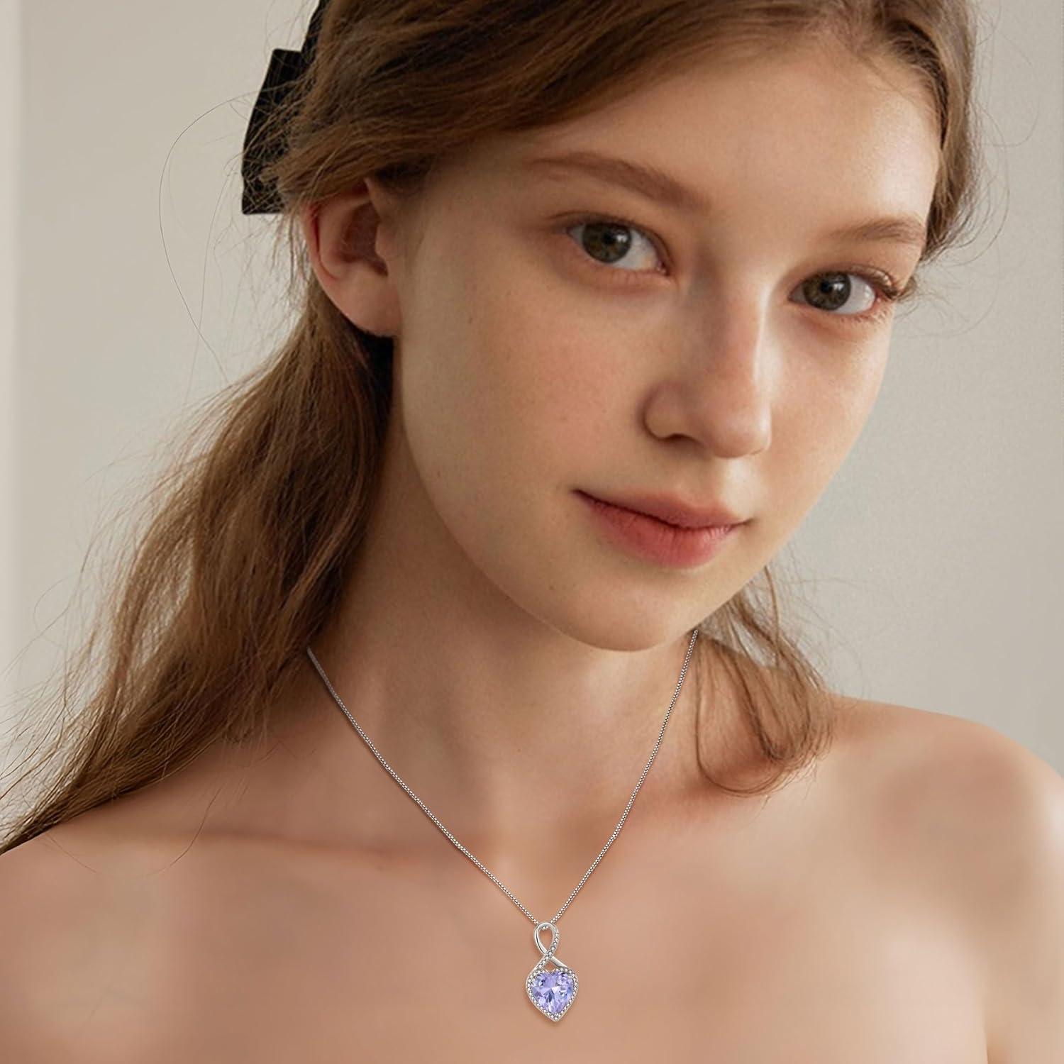 Unendlichkeit Herz Kette Damen 925 Silber Geburtsstein Alexandrit