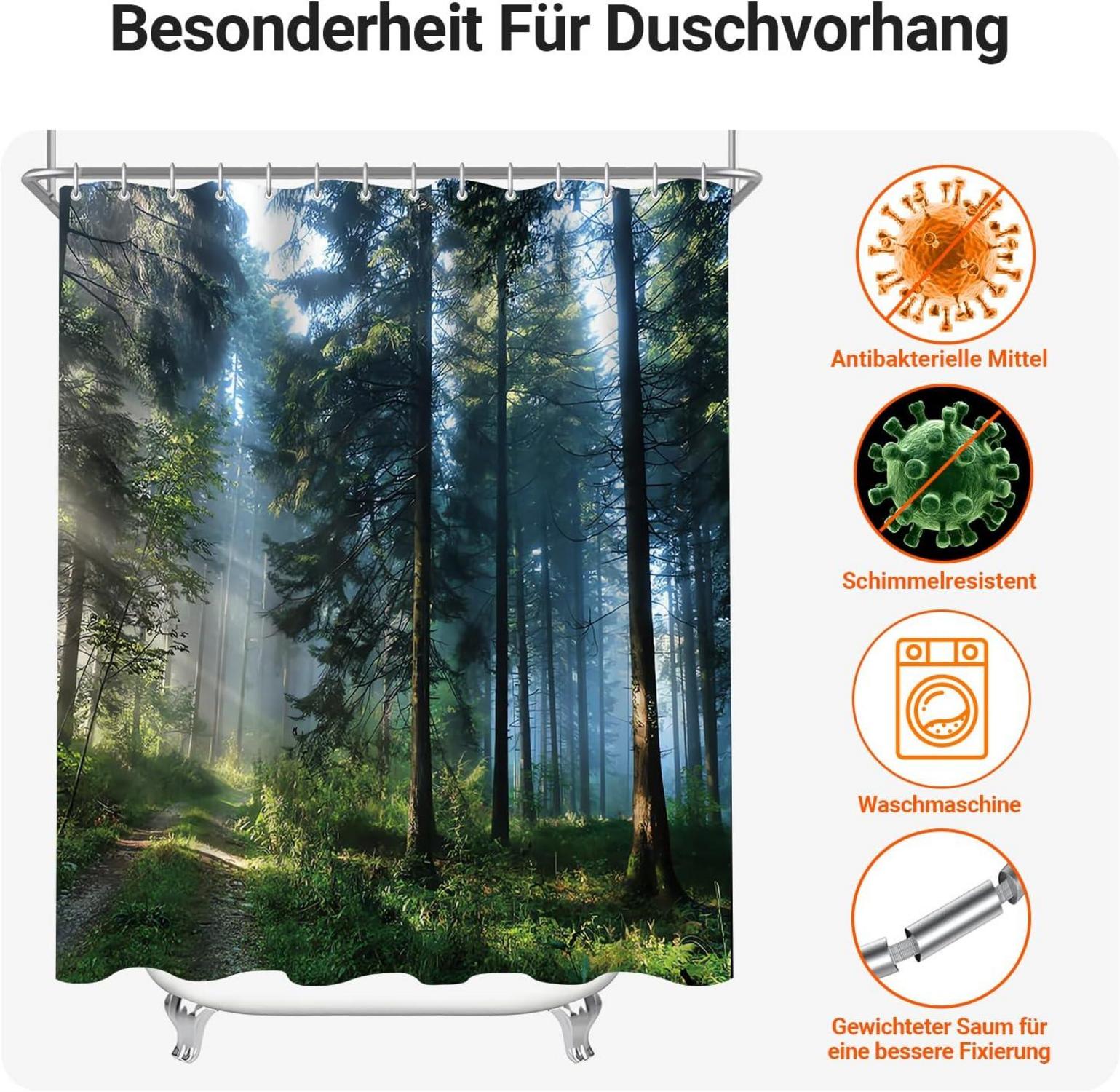 Duschvorhang Sunshine Forest Muster 200x200cm Antischimmel Textil