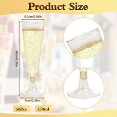 Rosedreamer Sektgläser Plastik 50 Stück 150ml Gold Mehrweg Champagner Gläser