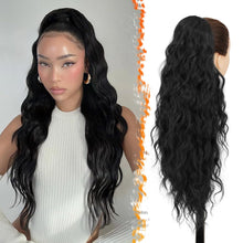 Lockiger Ponytail Haarteil mit Kordelzug 66cm Schwarz