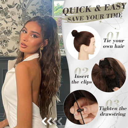 Lockiger Pferdeschwanz 65 cm Haarverlängerung mit Kordelzug, Synthetisches Haarteil für Frauen