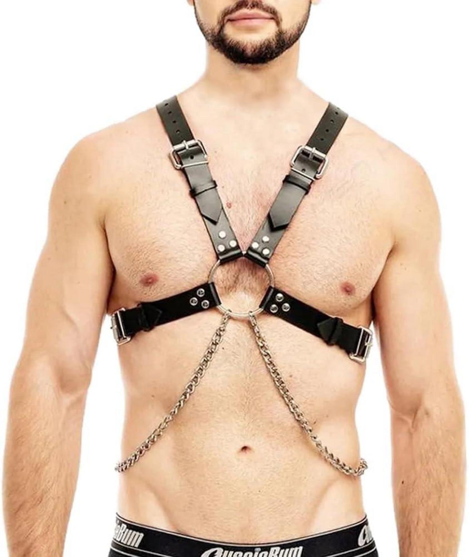 Leder Harness Sexy Herren Brustbandage Gay Körperketten