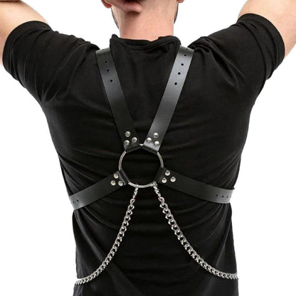 Herren Leder Harness Körper Brust Kette Gürtel BDSM Gay Sexspielzeug