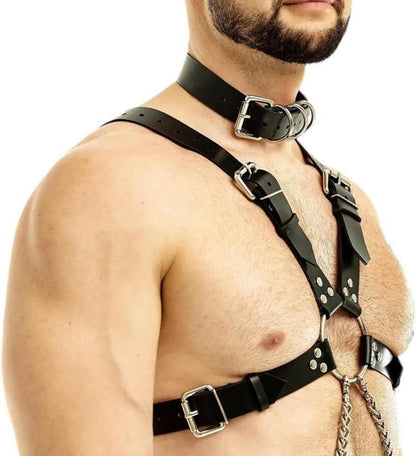 Sexy Leder Harness Männer Gay Brustgeschirr Kette Einstellbar