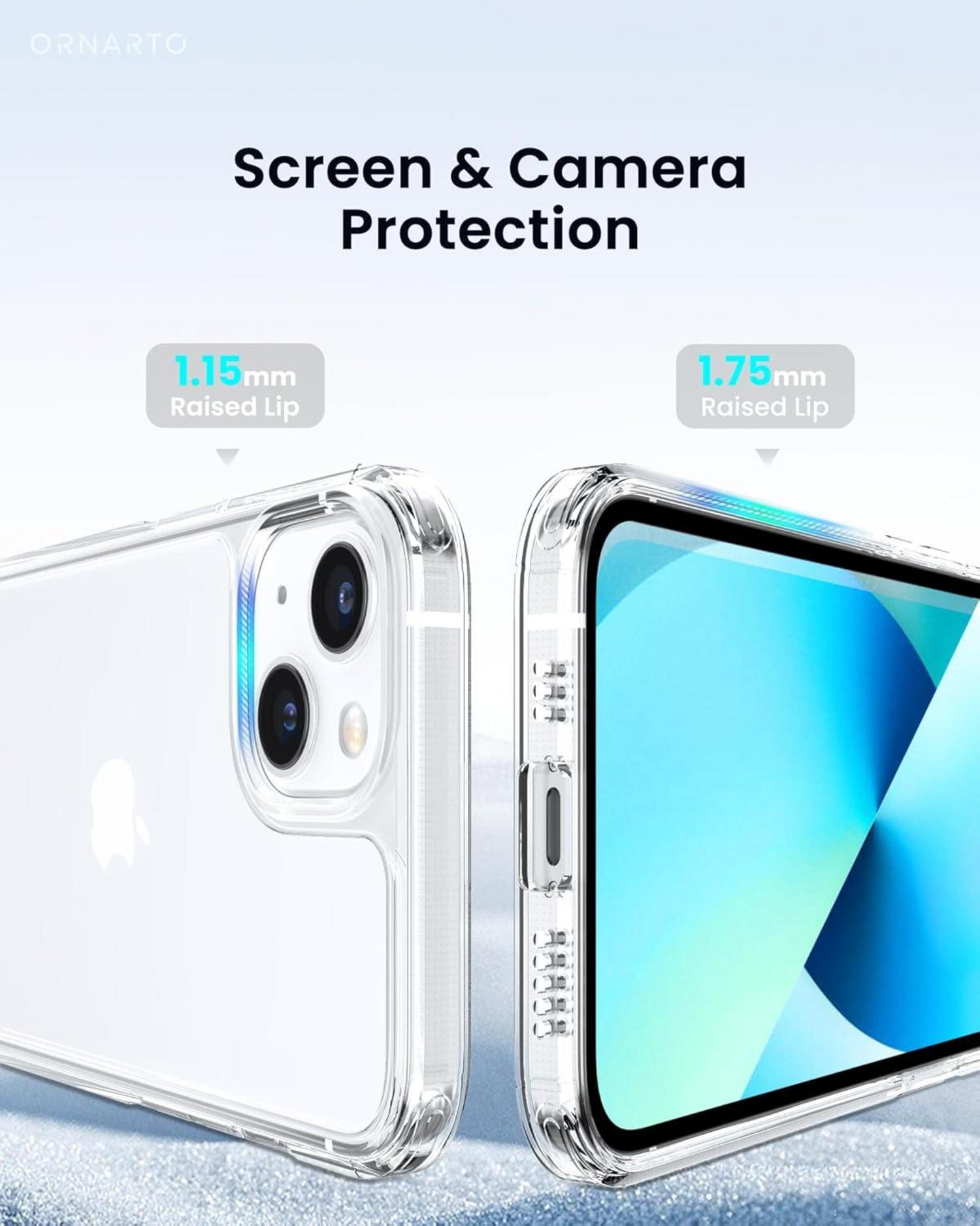 ORNARTO für iPhone 13 Hülle durchsichtig Anti-Vergilbung Doppelairbags 6,1 Zoll