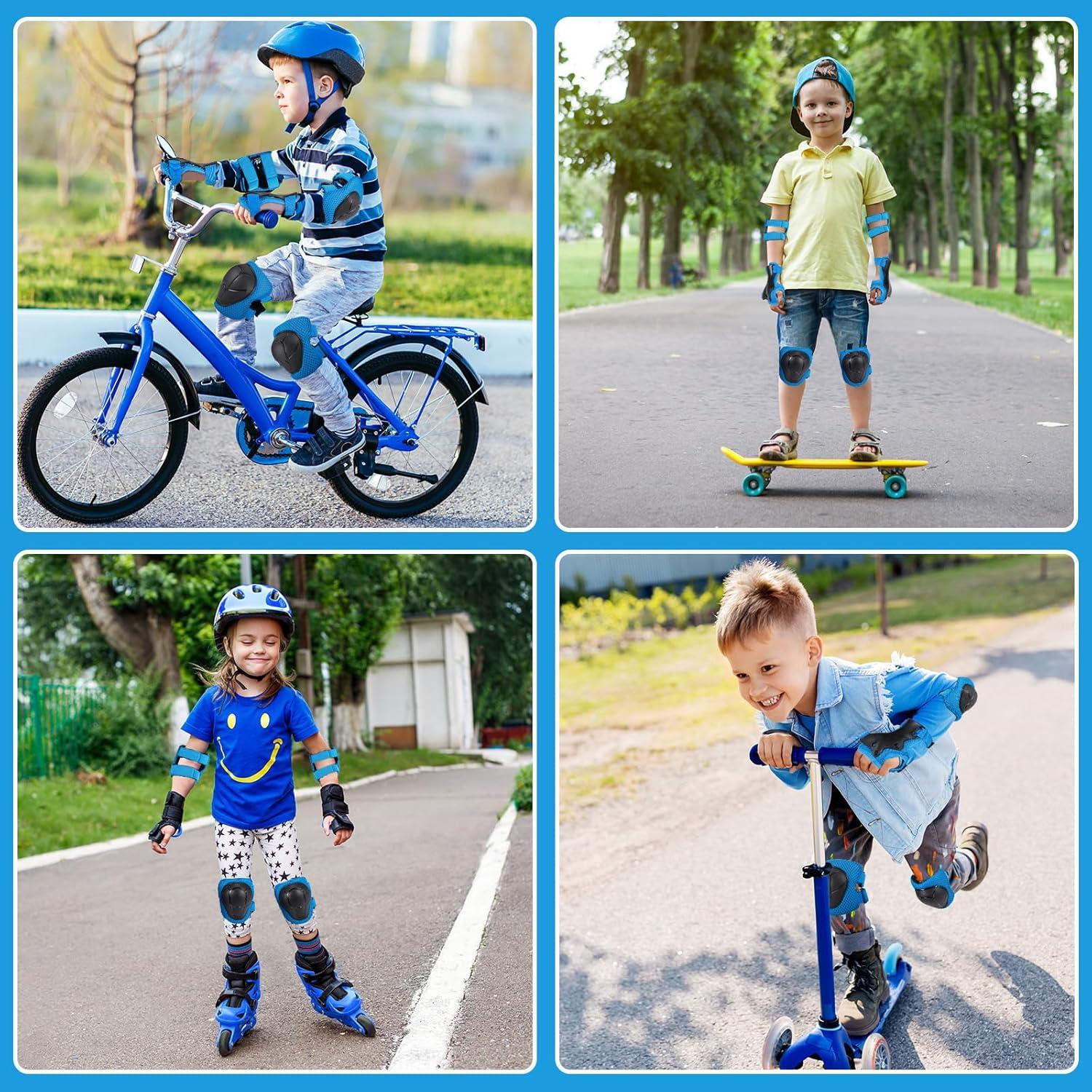 Kinder Inliner Schoner Set blau Knieschützer Ellenbogenschoner Handgelenkschutz