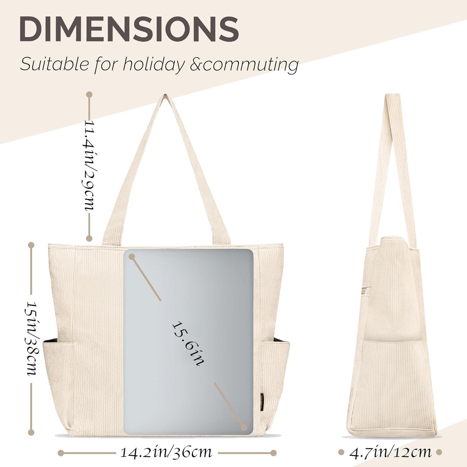 HOMESPON Cordury Tote Bag Große Umhängetasche Beige Bequem