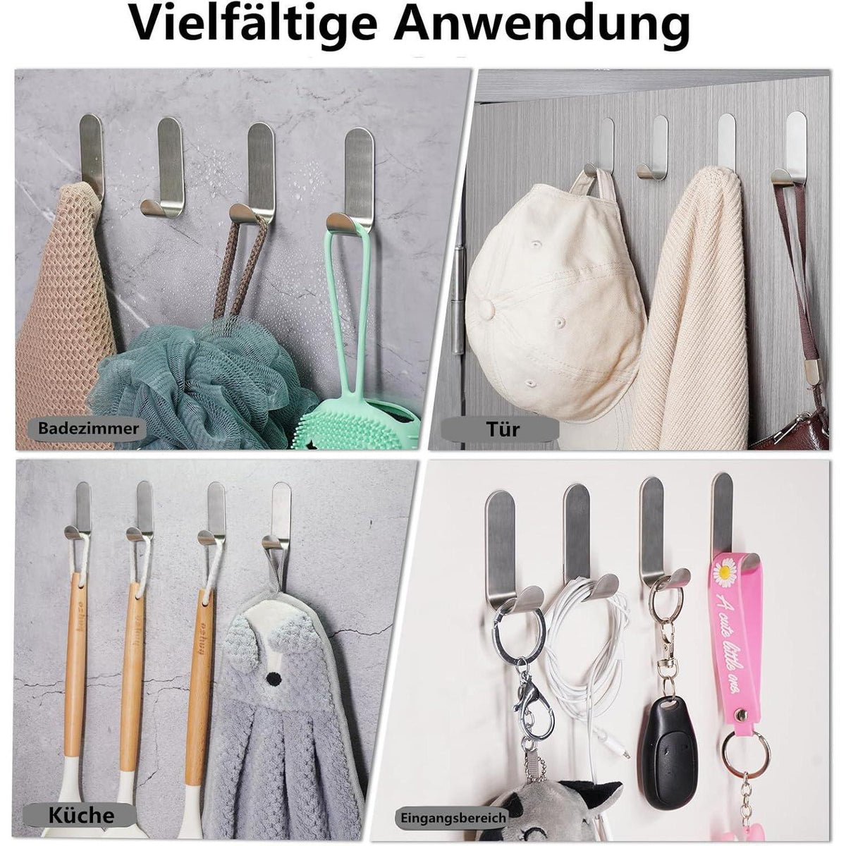 Vista Edelstahl Klebehaken - 12er Set für Bad & Küche
